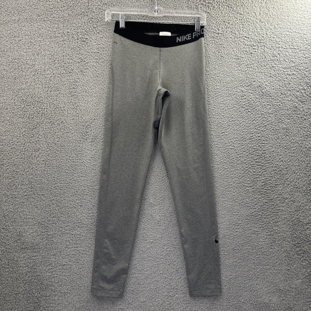 Nike Dri Fit Pro Compression Leggings Gray‎ Athletic Running Women Medium x 29
